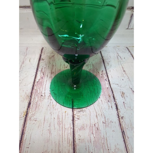 Vintage Empoli Emerald Green Spiral Optic‎ Glass Vase 12" - Picture 2 of 7